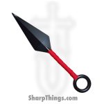 VOC - FS144 - 9.5in Ninja Kunai - Fixed Blade Knife - Stainless Coated Spear - Cord Wrap - Red