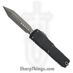Microtech - 12304TP-10 - UTX-85 Gen IV - OTF Auto - M390MK Apocalyptic Spartan - Deep Engraved Topographic Aluminum - Black