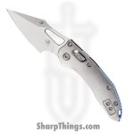 Microtech - 169MRL-10MS2 - Mini Stitch - Folding Knife - M390MK Stonewash Spear Point - Slab Titanium - Silver Blue