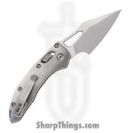 Microtech - 169MRL-10MS2 - Mini Stitch - Folding Knife - M390MK Stonewash Spear Point - Slab Titanium - Silver Blue - Image 2