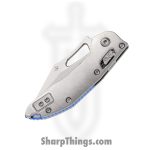 Microtech - 169MRL-10MS2 - Mini Stitch - Folding Knife - M390MK Stonewash Spear Point - Slab Titanium - Silver Blue - Image 3