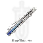 Microtech - 169MRL-10MS2 - Mini Stitch - Folding Knife - M390MK Stonewash Spear Point - Slab Titanium - Silver Blue - Image 5