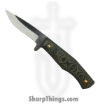 310 Forge - 310NINO0610C - El Nino Custom (Leather) - Fixed Blade Knife - 80crv2 Two Tone Drop Point - G10 - Green|Black