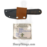 310 Forge - 310WEND0610A - Wendigo Custom (Leather) - Fixed Blade Knife - 52100 HC Two Tone Drop Point - Jack Daniels Whiskey Barrel - Black, Brown - Image 2
