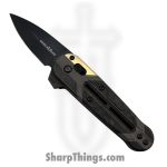 Benchmade - 491BK-261 - Lowden Gold Class - Folding Knife - Damasteel Spear Point - 6AI4V Titanium - Black|Grey|Gold
