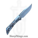 Gecko Customz KW - GCDUNEA6 - Dune A6 - Folding Knife - M390 Stonewash Clip Point - Gmascus|Titanium - Orange - Image 2