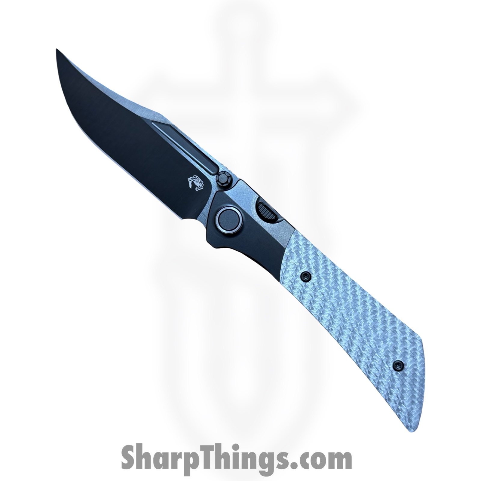 GCKduneA7_1.jpg Gecko Customz KW - GCDUNEA7 - Dune A7 - Folding Knife - M390 Coated Clip Point - Twill CF - Silver - Image 1