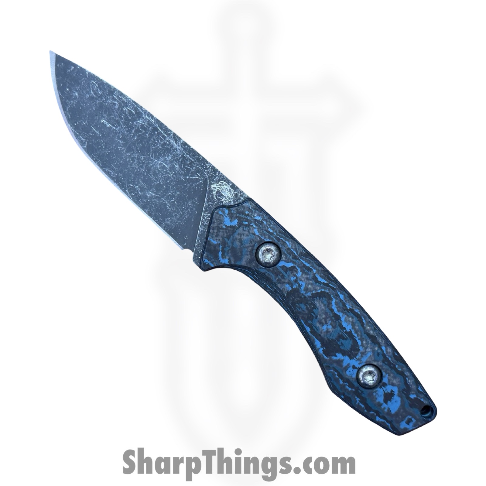 GCKsmFixed_1.jpg Gecko Customz KW - GCSIKORAEsm - Sikorae Fixie SM - Fixed Blade Knife - CPM MagnaCut Coated Clip Point - Fat Carbon - Blue - Image 1