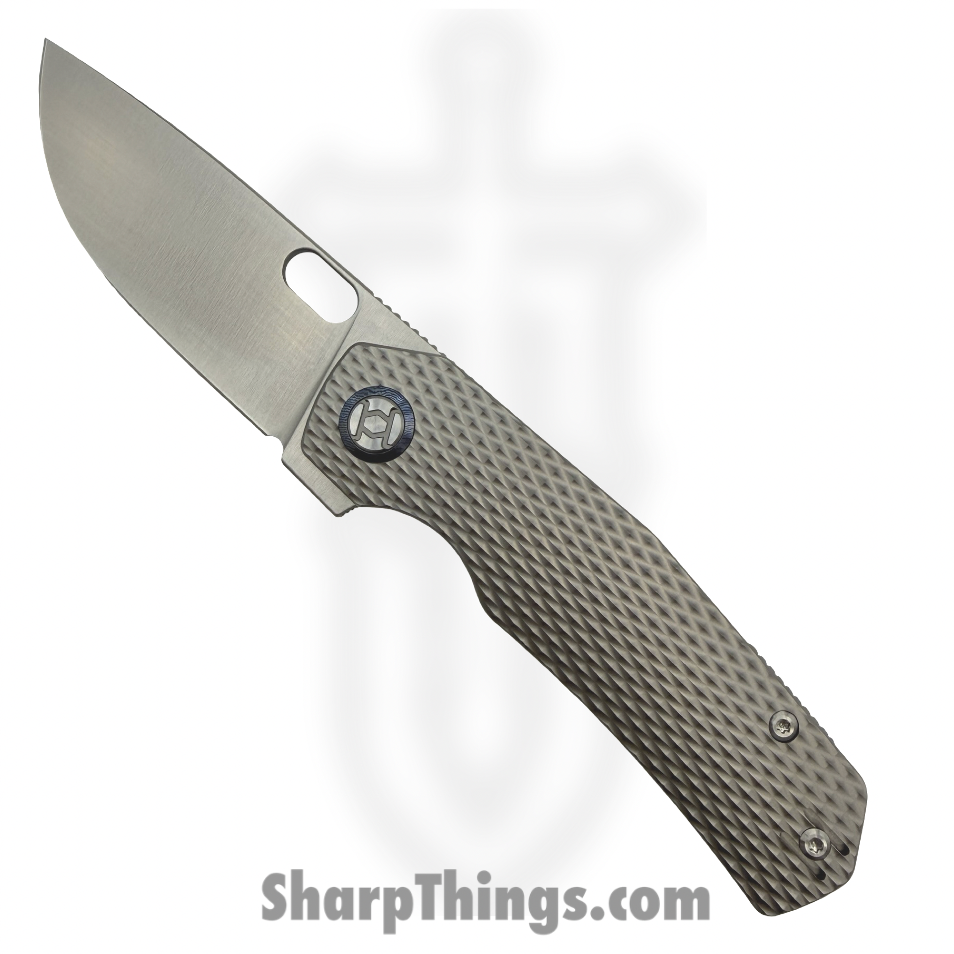 KUNKK703LT1A_1.png Kunwu - KUNK703LT1A - Tao III Framelock Dia Ti - Folding Knife - Vanax Satin Drop Point - Titanium - Blasted - Image 1