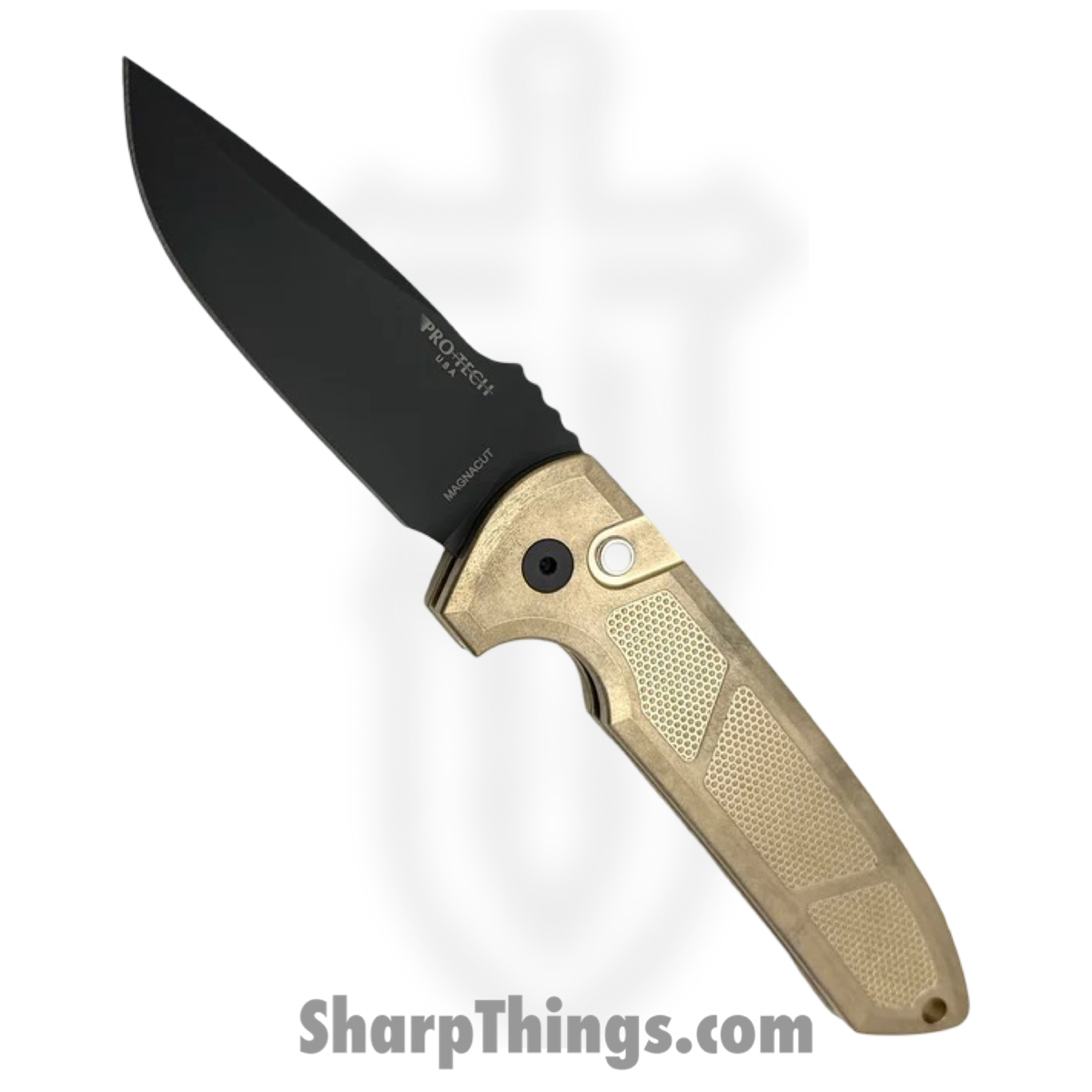 LG3136_1.jpg ProTech - LG3136 - Rockeye - Automatic Knife - CPM MagnaCut Coated Drop Point - Textured AlBronze - Bronze - Image 1