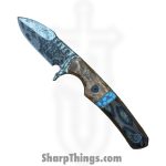 Lex Rex - LRBSA001 - EDC Kestrel - Fixed Blade Knife - 80CRV2 Patina DE Spear Point - Burl Wood, Truestone, Micarta - Black, Blue, Brown