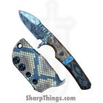 Lex Rex - LRBSA001 - EDC Kestrel - Fixed Blade Knife - 80CRV2 Patina DE Spear Point - Burl Wood, Truestone, Micarta - Black, Blue, Brown - Image 5