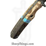 Lex Rex - LRBSA001 - EDC Kestrel - Fixed Blade Knife - 80CRV2 Patina DE Spear Point - Burl Wood, Truestone, Micarta - Black, Blue, Brown - Image 8