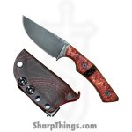 Lex Rex - LRBSA005 - EDC Jacoblite - Fixed Blade Knife - 80CRV2 Coated Drop Point - Box Elder, Truestone - Red, Black - Image 7