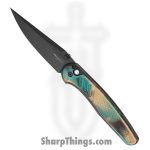 ProTech - PN1103-SHIPWRECK - Avalon - Automatic Knife - CPM MagnaCut Coated Drop Point - Knurled "Shipwreck" Aluminum - Blue Brown Tan