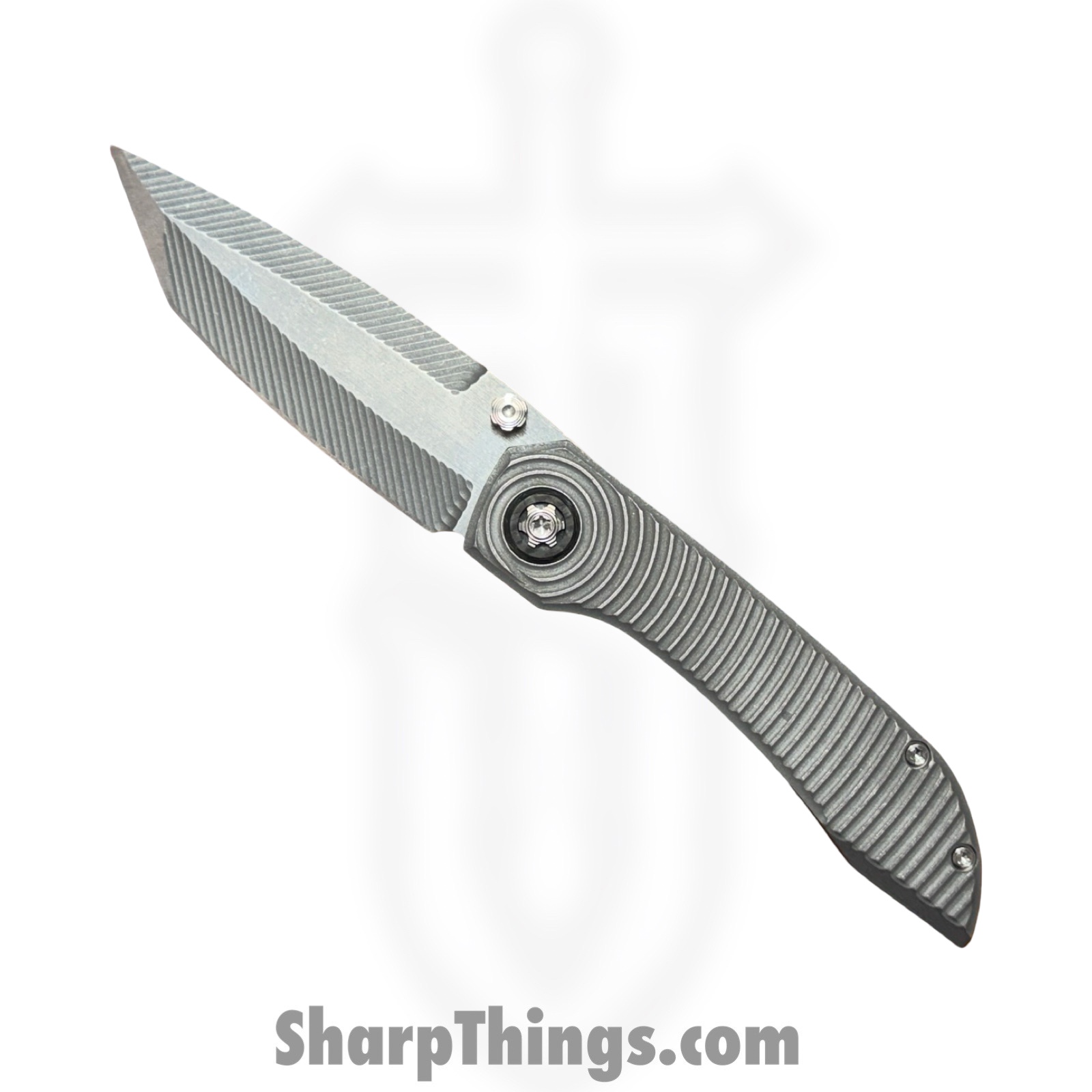SCKKROS90RM_1.jpg Simeon - SCKKROS90RM - Krow Radial Milled - Folding Knife - S90V Stonewash Tanto - Titanium - Natural - Image 1