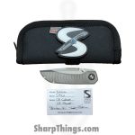 Simeon - SCKKROS90RM - Krow Radial Milled - Folding Knife - S90V Stonewash Tanto - Titanium - Natural - Image 9