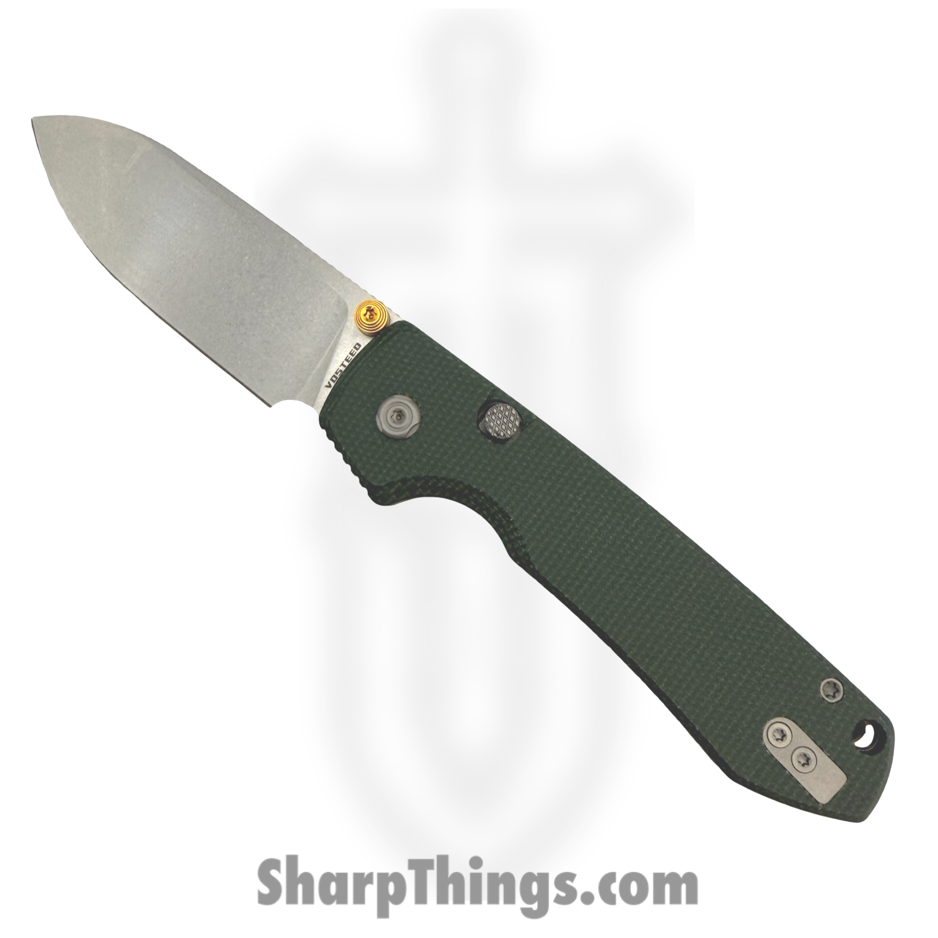 VOSA2904_1.png Vosteed - VOSA2904 - Raccoon - Folding Knife - 14C28N Stonewash Drop Point - Canvas Micarta - Green - Image 1