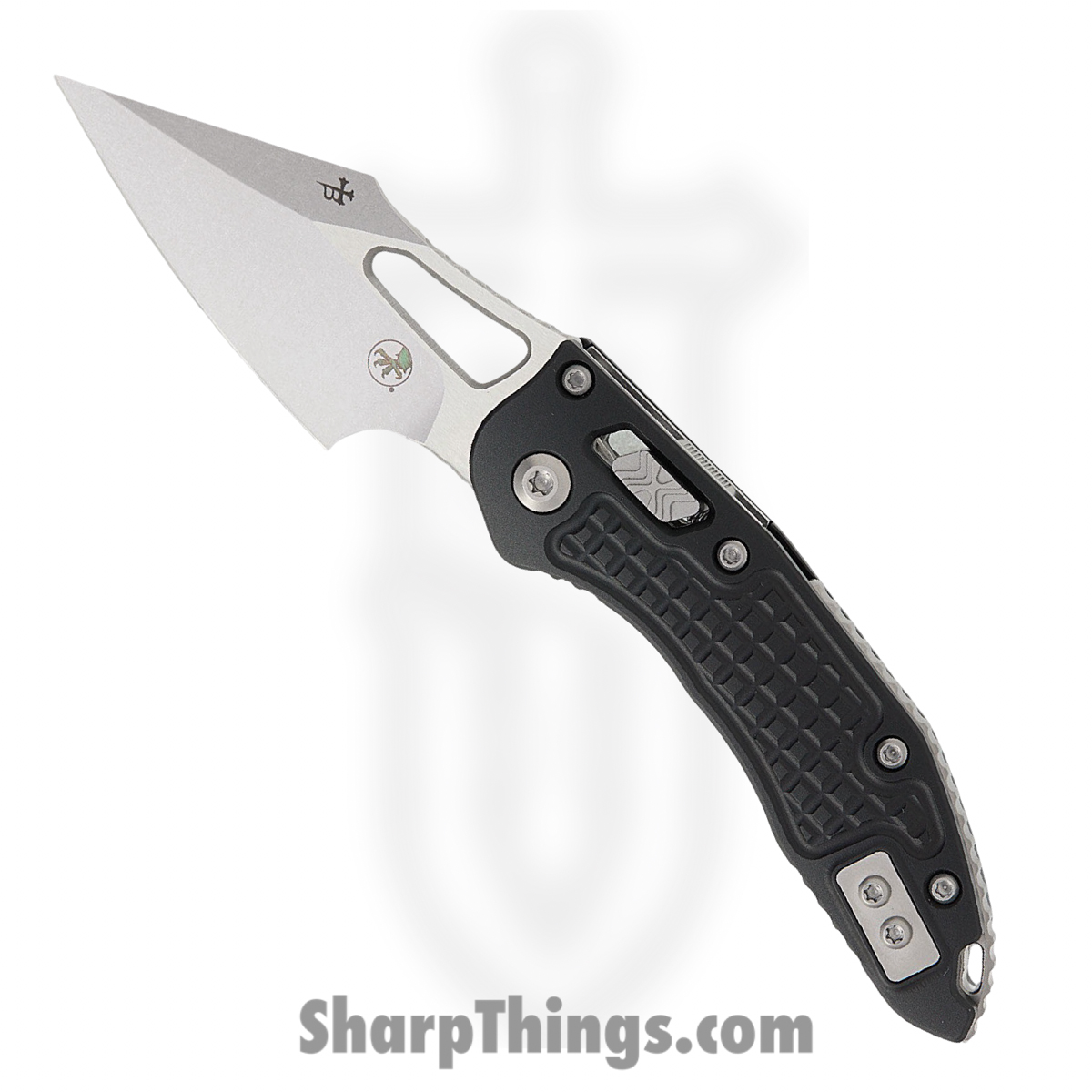 169MRL-10FR_1.jpg Microtech - 169MRL-10FR - M-Stitch - Folding Knife - M390MK Stonewash Spear Point - Frag Aluminum - Black - Image 1