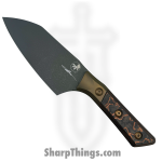 Microtech - 3200B-1DLCLWCFS - 6" Santoku Knife Bronze Titanium Bolster - Fixed Blade Knife - M390MK DLC Wharncliffe - Carbon Fiber - Livewire