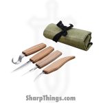BeaverCraft - S09 - 4 knife carving set - Fixed Blade Knife - Carbon Steel Satin Multi - Wood - Brown