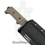 Medford Knife and Tool - MK0754PQ-12KB-SPQ3-HP - USMC Raider - Fixed Blade Knife - D2 Vulcan Clip Point - Multi Layered G10 - Black Tan - Image 4