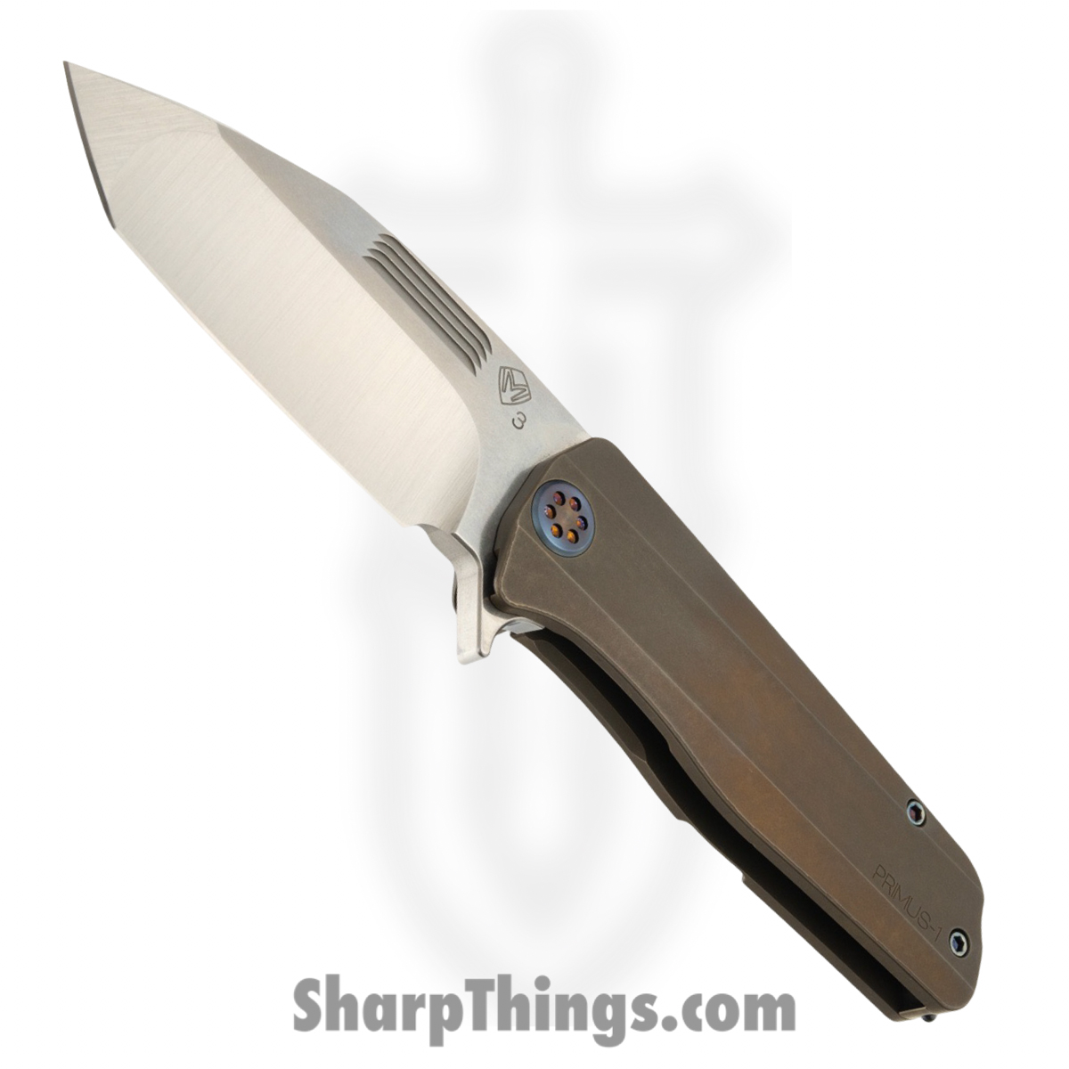 72926C_1.jpg Medford Knife and Tool - MK2203TT-36A1-TFCF-BF - Primus - Folding Knife - 3V Tumbled Tanto - OS Tumbled Titanium - Bronze - Image 1