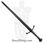 Battle Tested - BT2712 - Medieval Dark Knight Sword - Fixed Blade Knife - 1065 HC Coated Double Edge - Leather - Black