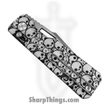 Vero Engineering - Vero_BSA_0B - Aura - Folding Knife - 14C28N Satin Drop Point - Aluminum Skulls - Black - Image 4