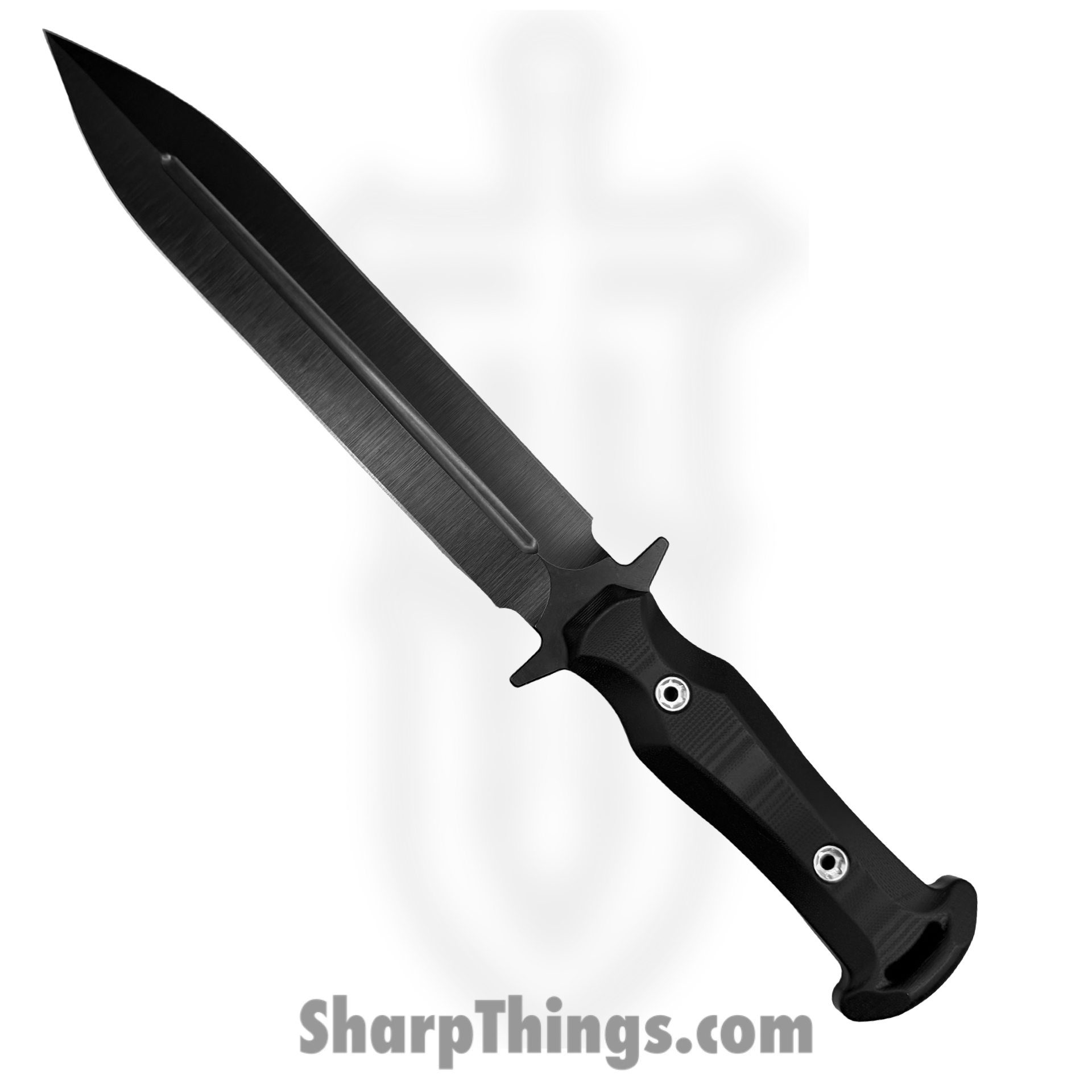 MMS025_1.png 1881 Knife Works - MMS025 - Romulus - Fixed Blade Knife - 1095 Cro-Van Coated Dagger - G10 - Black - Image 1