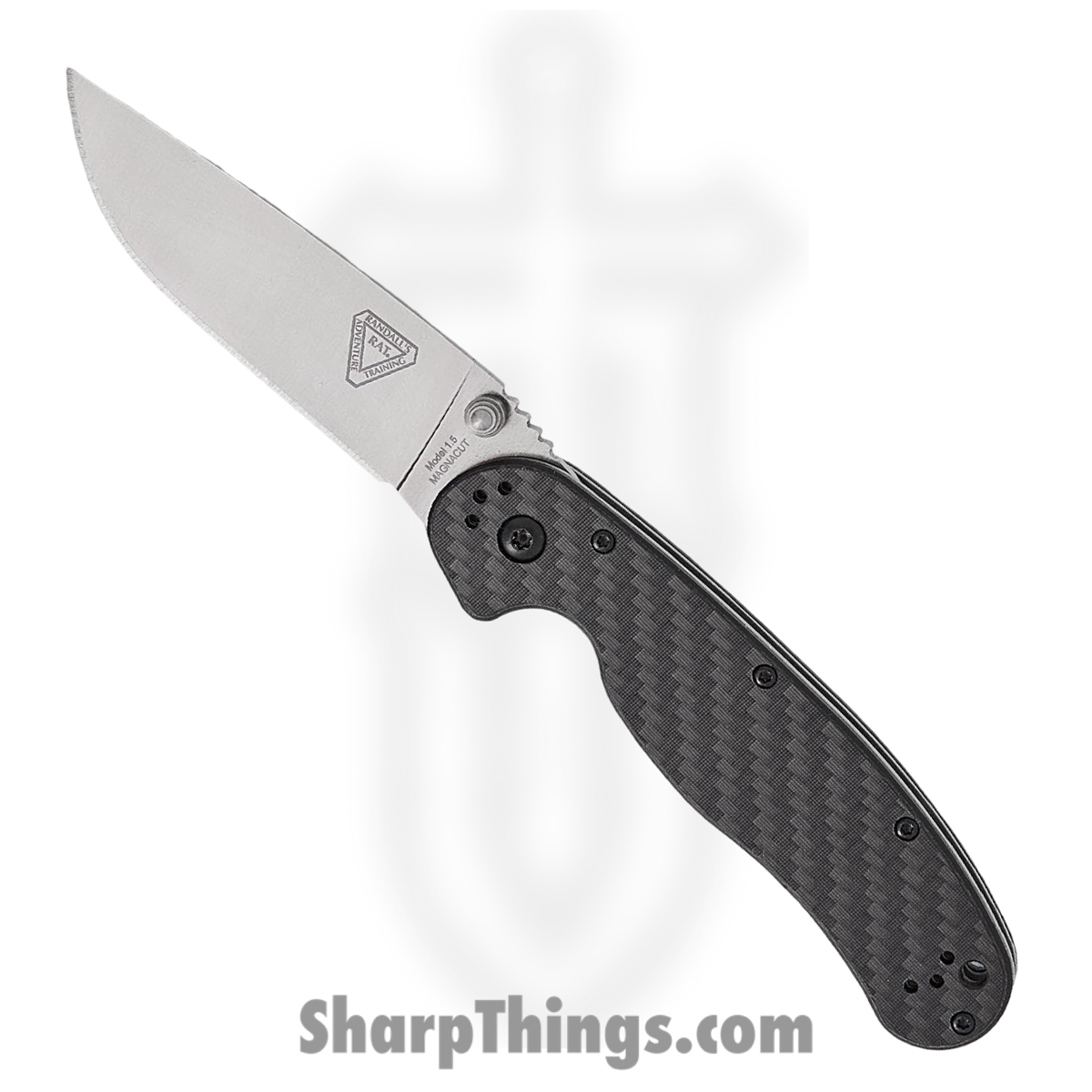 ON8884_1.jpg Ontario Knife Company - ON8884 - RAT 1.5 - Folding Knife - CPM MagnaCut Satin Drop Point - G10 Carbon Fiber Overlay - Black - Image 1
