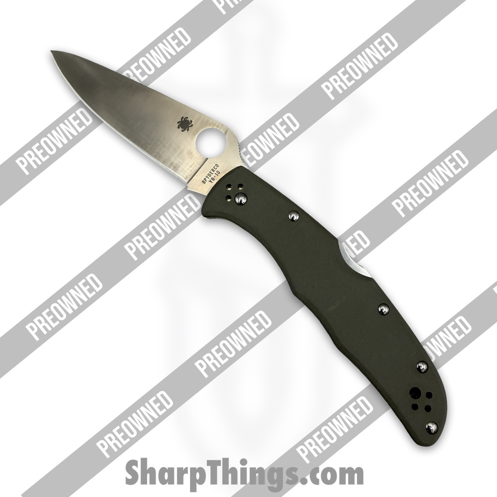 PO10GPFG_1.jpg Spyderco - PO10GPFG - Preowned Endura - Folding Knife - VG-10 Satin Clip Point - G10 - Grey - Image 1