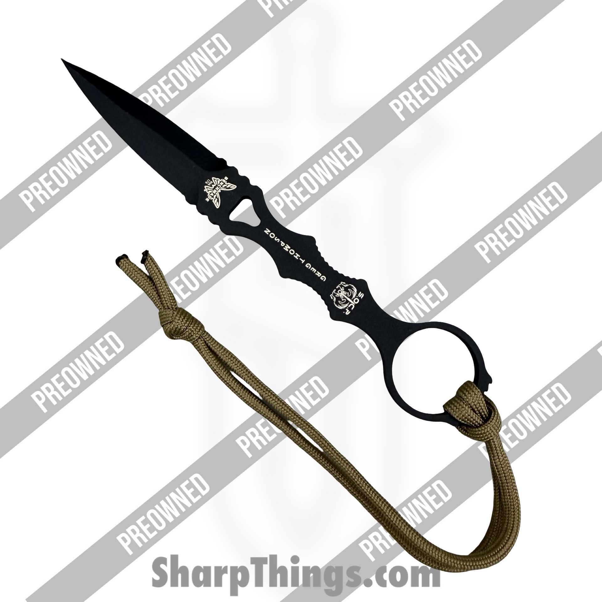 PO176BKSN_1.jpg Benchmade - PO176BKSN - Preowned SOCP - Fixed Blade Knife - 440C SS Coated Dagger - Steel - Black - Image 1