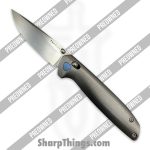 Tactile Knife Co. - PO20-MV-MC02-TT01 - Preowned Maverick - Folding Knife - CPM MagnaCut Stonewash Drop Point - Titanium - Grey|Blue