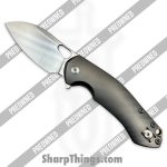 GiantMouse - POBIBLIO-XL-TITANIUM - Preowned Ace Biblio XL - Folding Knife - Vanadis Satin Sheepsfoot - Titanium - Grey|Brass