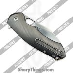 GiantMouse - POBIBLIO-XL-TITANIUM - Preowned Ace Biblio XL - Folding Knife - Vanadis Satin Sheepsfoot - Titanium - Grey|Brass - Image 4