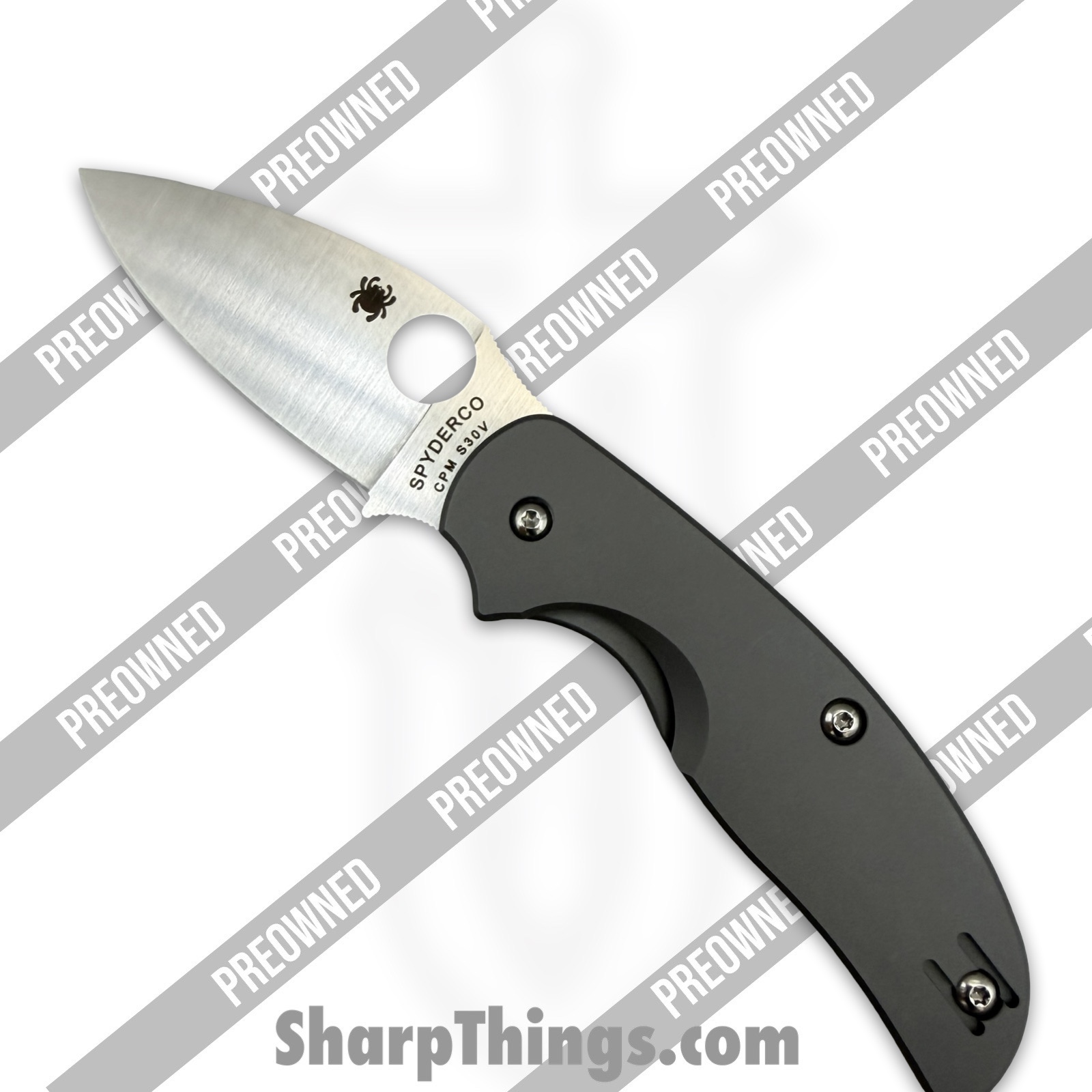 POC123TIP_1.jpg Spyderco - POC123TIP - Preowned Sage 2 - Folding Knife - S30V Satin Spear Point - Titanium - Grey - Image 1