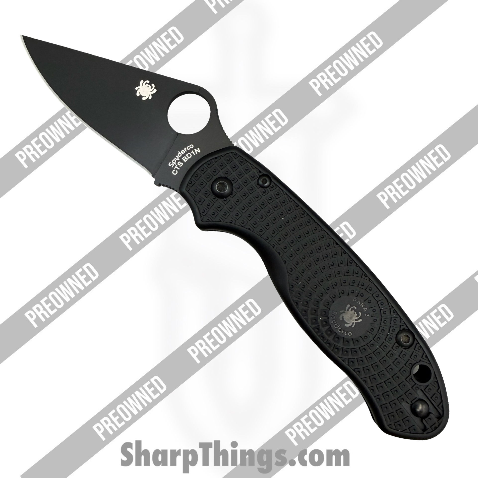 POC223PBBK_1.jpg Spyderco - POC223PBBK - Preowned Para 3 Lightweight - Folding Knife - CTS-BD1N Coated Clip Point - Polymer - Black - Image 1