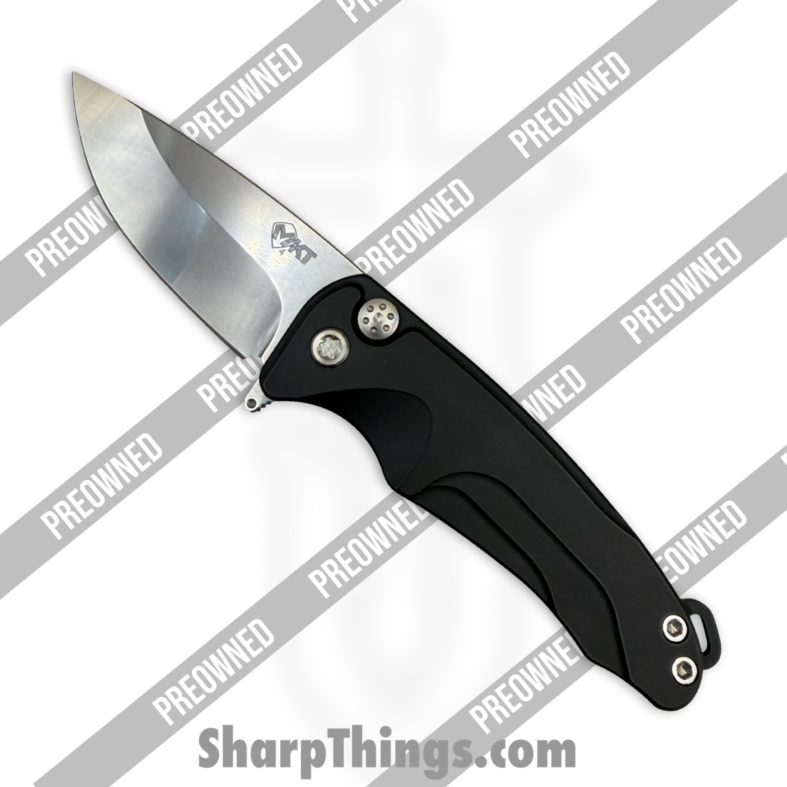 POMK0394TQ-42AB-TSCP-Q4_1.jpg Medford Knife and Tool - POMK0394TQ-42AB-TSCP-Q4 - Preowned Smooth Criminal - Folding Knife - S45VN Stonewash Drop Point - Aluminum - Black - Image 1