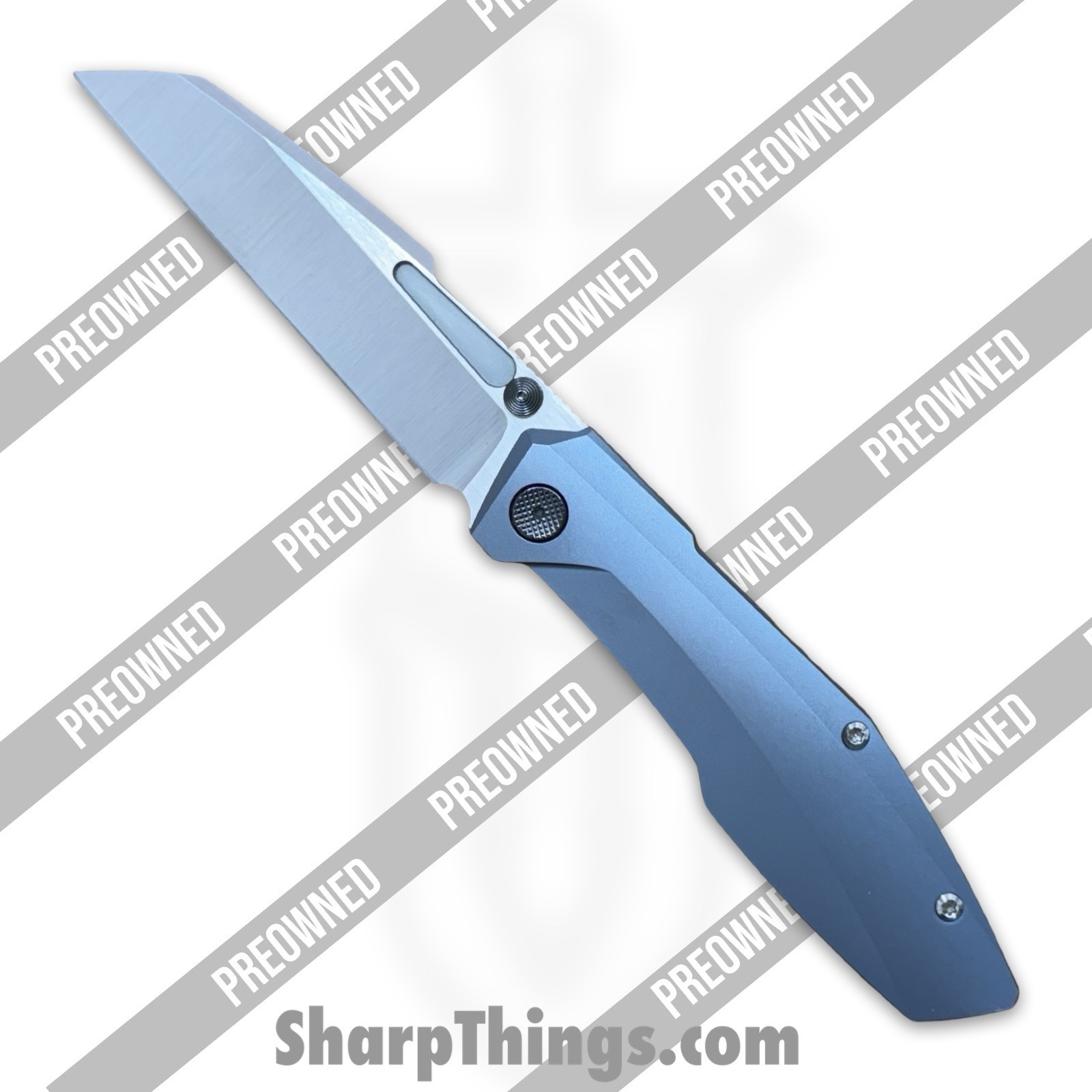 PORaiko320_1.jpg Null Knives - PORaiko320 - Raikou #320 w/ Zirconium Kit - Folding Knife - S90V Satin Sheepsfoot - Timascus - Blue - Image 1