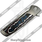 Sharp by Design - POSBD-335 - Preowned Mini Evo - Folding Knife - M390 Satin Drop Point - Titanium - Grey|Red|White|Blue - Image 3