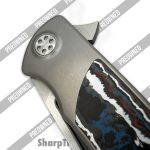Sharp by Design - POSBD-335 - Preowned Mini Evo - Folding Knife - M390 Satin Drop Point - Titanium - Grey|Red|White|Blue - Image 7