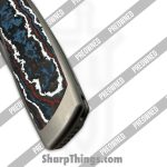 Sharp by Design - POSBD-335 - Preowned Mini Evo - Folding Knife - M390 Satin Drop Point - Titanium - Grey|Red|White|Blue - Image 8