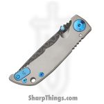 Spartan Blades - SF10DMBL - Harsey 3.25 - Folding Knife - Chad Nichols Damascus Acid Etched Drop Point - 6AI4V Titanium - Grey Blue - Image 3