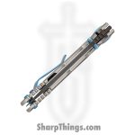 Spartan Blades - SF10DMBL - Harsey 3.25 - Folding Knife - Chad Nichols Damascus Acid Etched Drop Point - 6AI4V Titanium - Grey Blue - Image 5