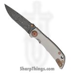 Spartan Blades - SF10DMBZ - Harsey 3.25 - Folding Knife - Chad Nichols Damascus Acid Etched Drop Point - 6AI4V Titanium - Grey Bronze
