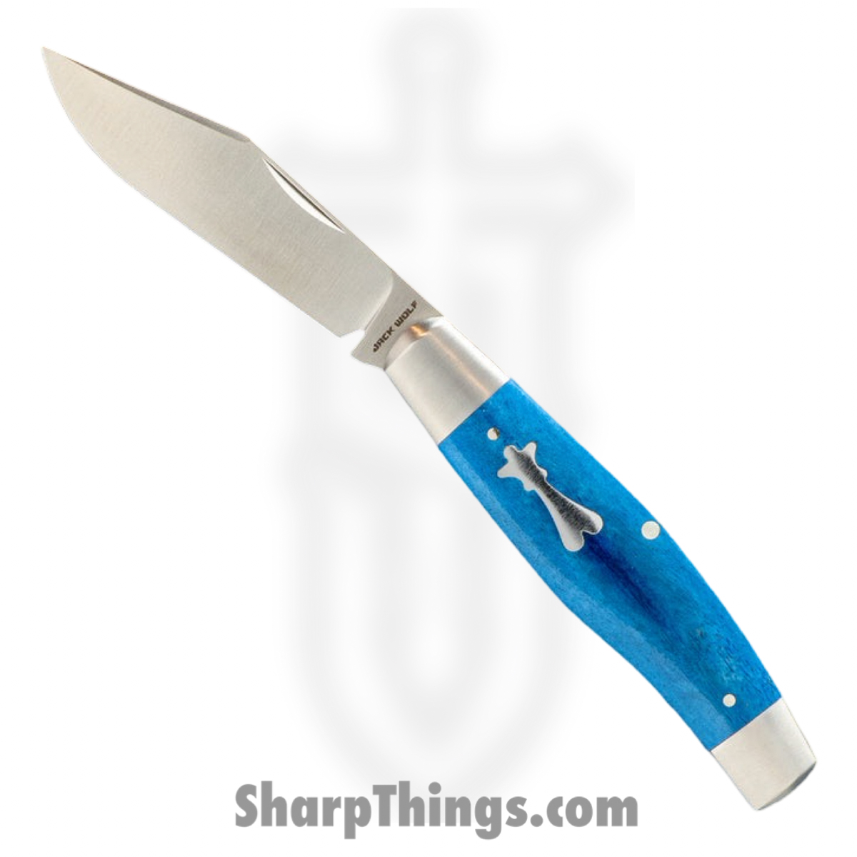 STOCK-01-SMT-BLU-BON_1.jpg Jack Wolf Knives - STOCK-01-SMT-BLU-BON - Gateway Stockman - Folding Knife - 14C28N Satin Stockman - Smooth Bone - Blue - Image 1