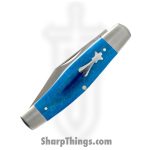 Jack Wolf Knives - STOCK-01-SMT-BLU-BON - Gateway Stockman - Folding Knife - 14C28N Satin Stockman - Smooth Bone - Blue - Image 3