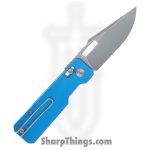 Vero Engineering - VE-AuSWBLDP - Aura - Folding Knife - 14C28N Stonewash Drop Point - Aluminum - Blue - Image 2