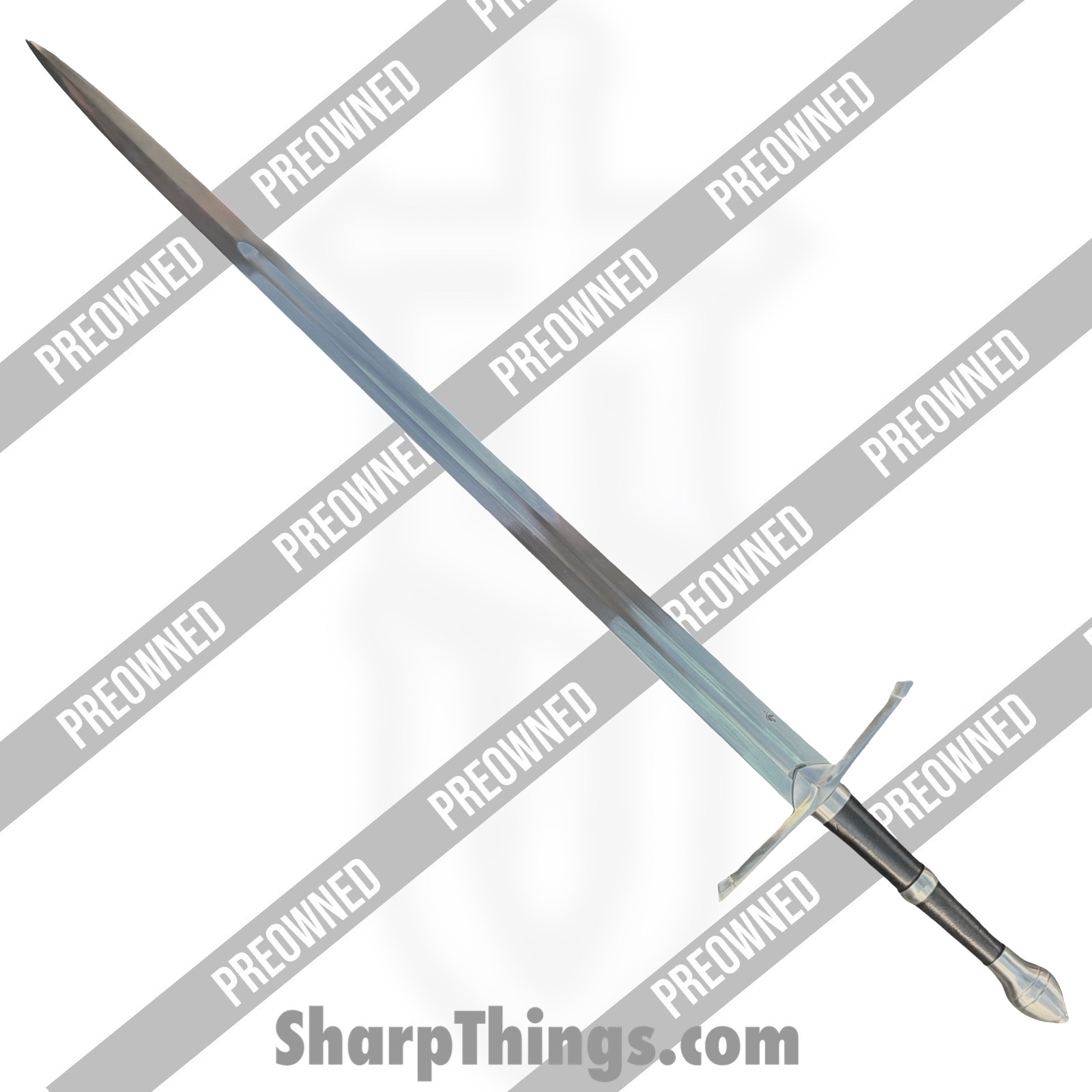 poswmz-1012_1.jpg Swordier - POSWMZ-1012 - "Rangers's Oath" Longsword - 65Mn Spring Steel Satin DE - Leather - Green - Image 1
